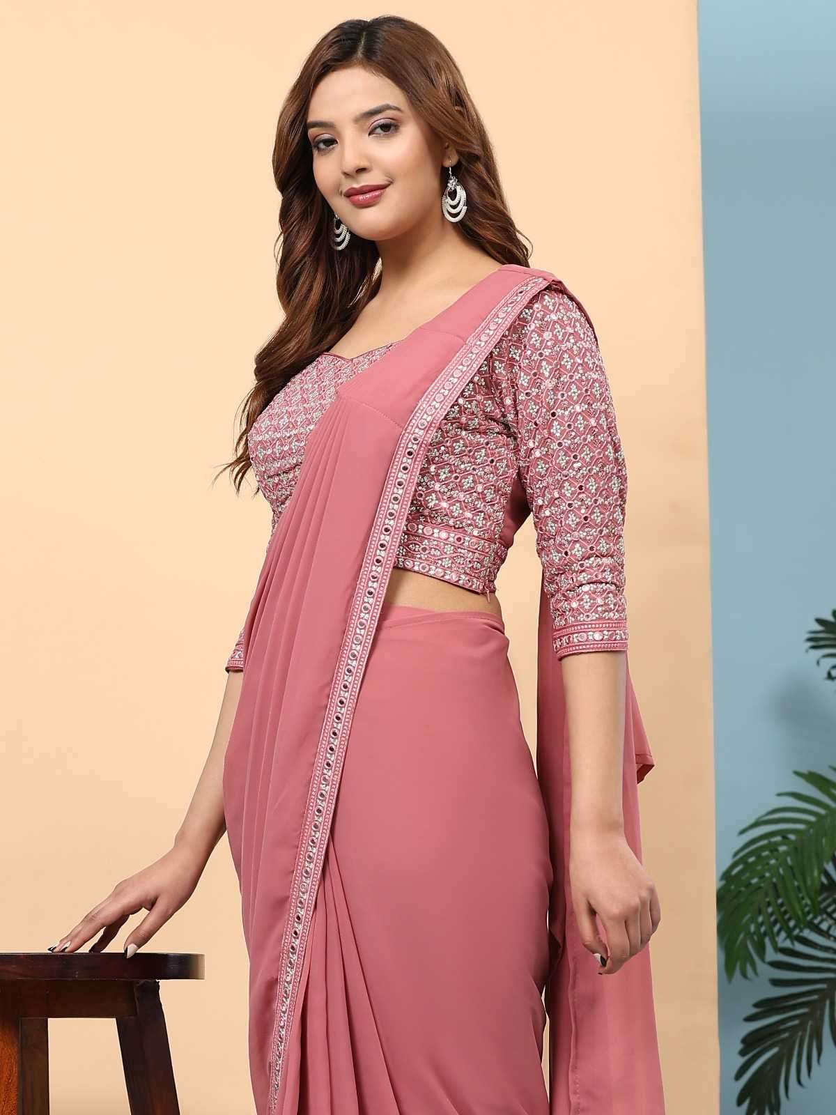 pr a330 new trendy mirror embroidery border classic look ready to wear sarees