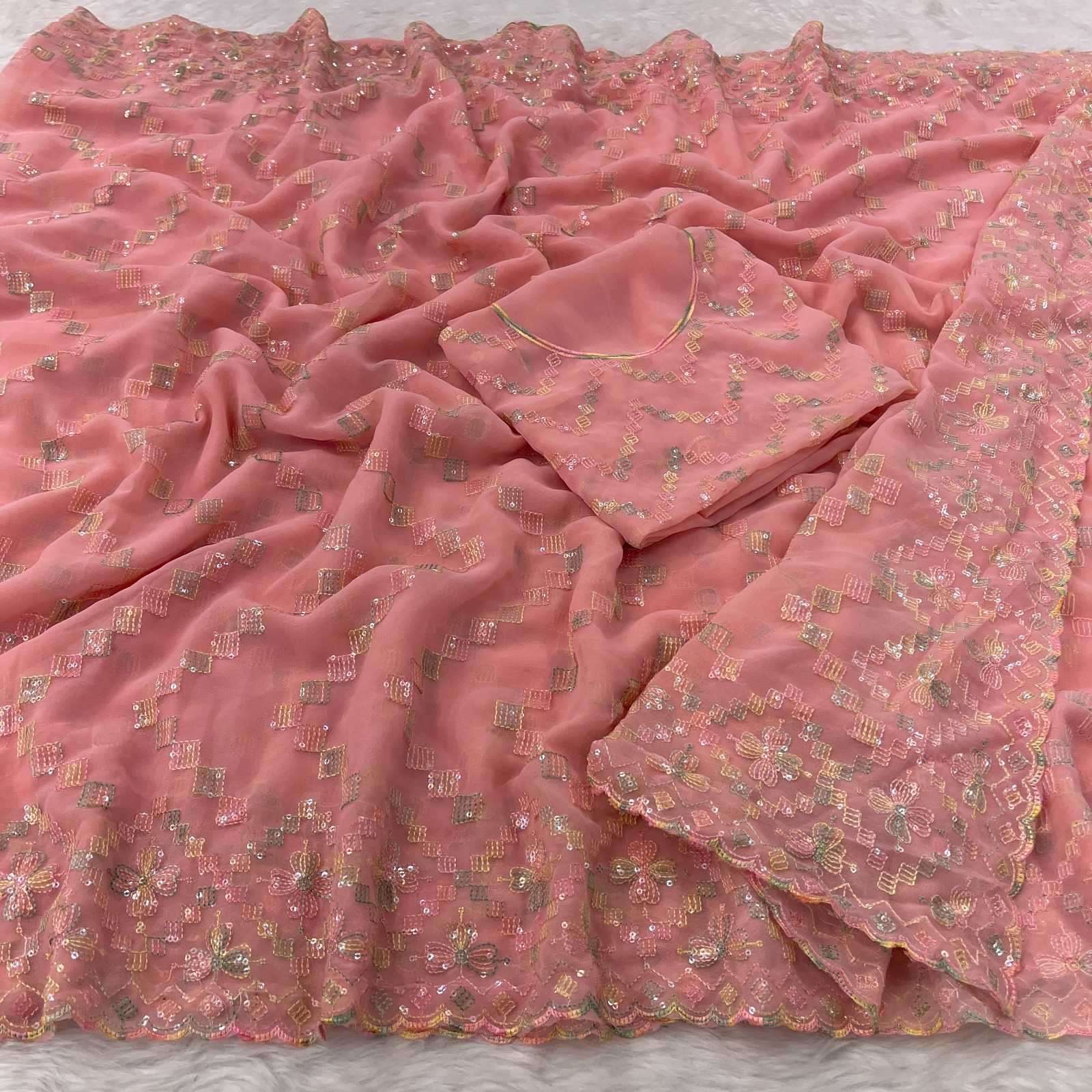 pr ds 610 fancy sequence work multi colour pretty look saree 