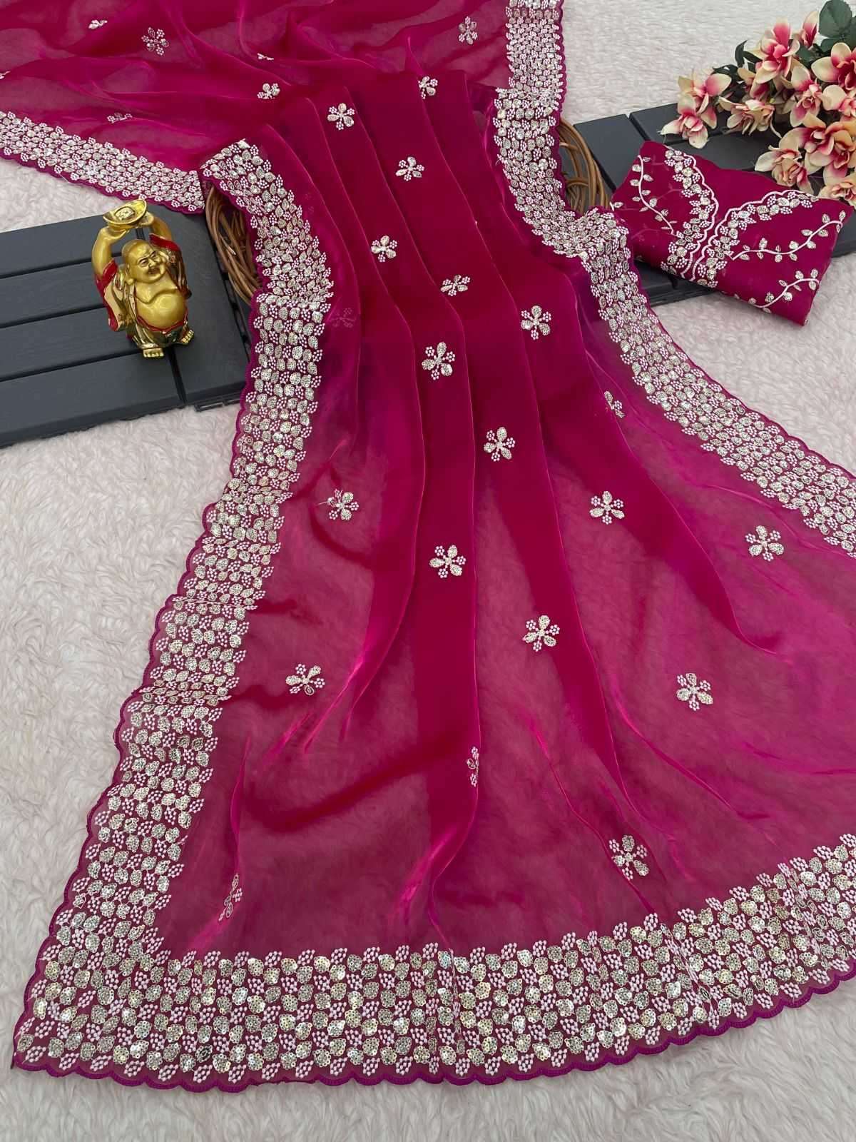 pr ds 658 Zimi chu Embroidery seqwance work saree