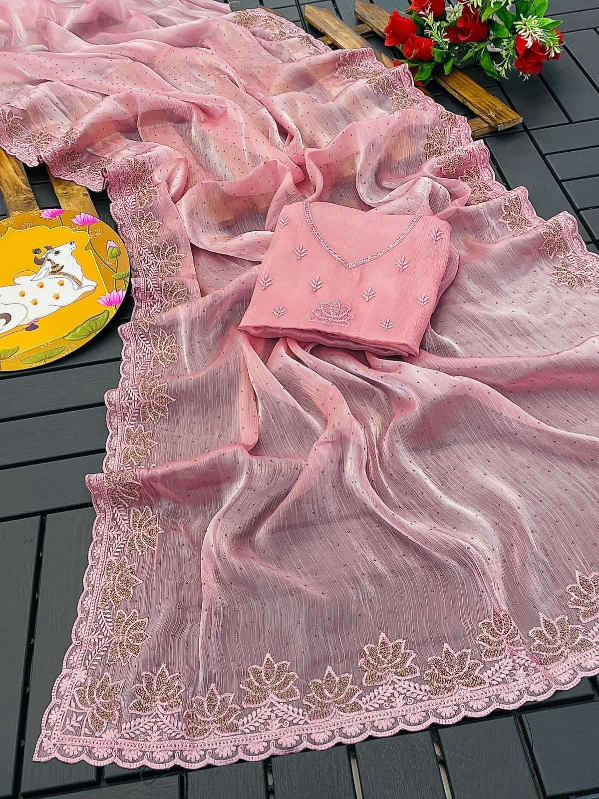 pr kc 813 burburry silk beautiful embroidery work elegant look saree
