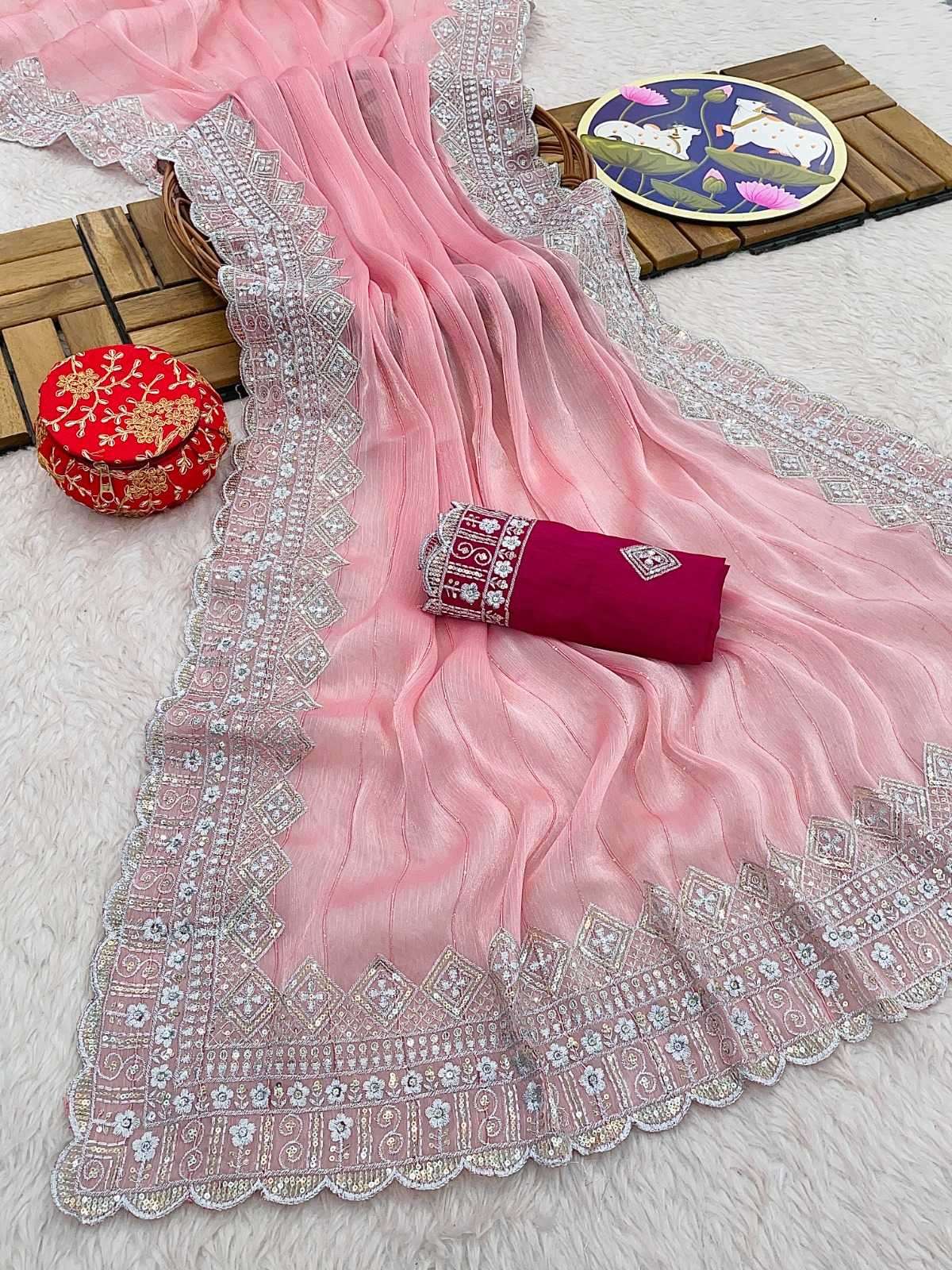 pr kc 828 new trendy burburry zari work stylish sequence work saree
