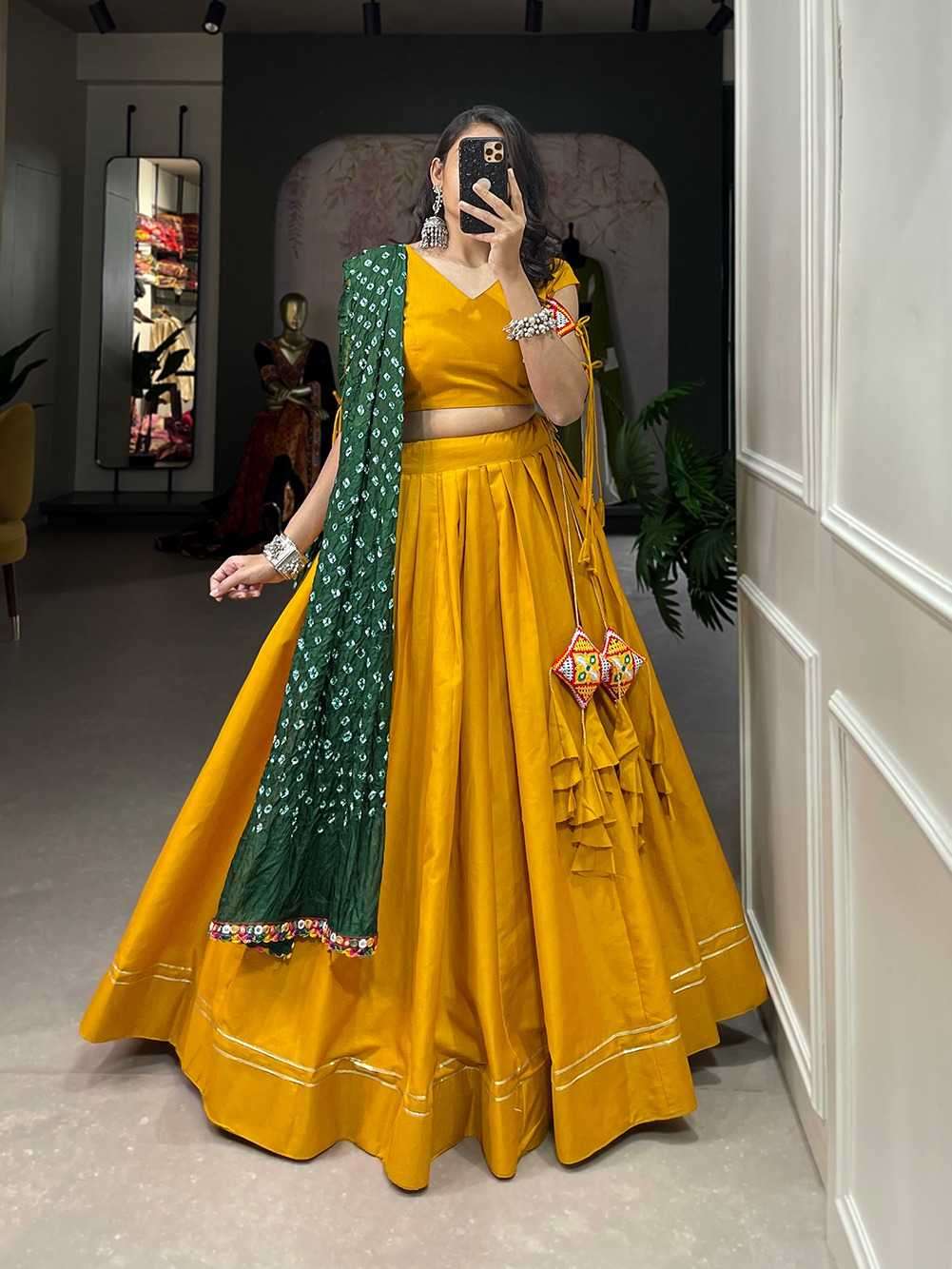 pr lnb1604 plain gotta patti new launch special navratri fully stitch lehenga