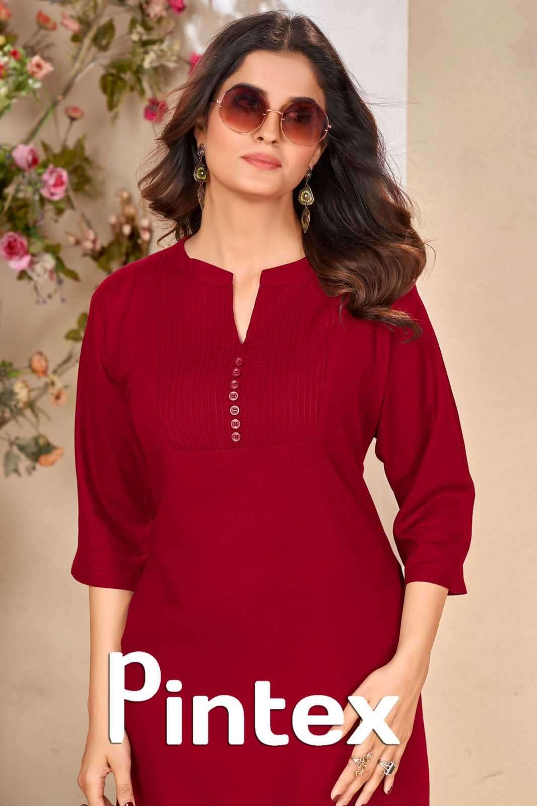 pr pintex series 1001-1010 rayon work fancy readymade short kurti