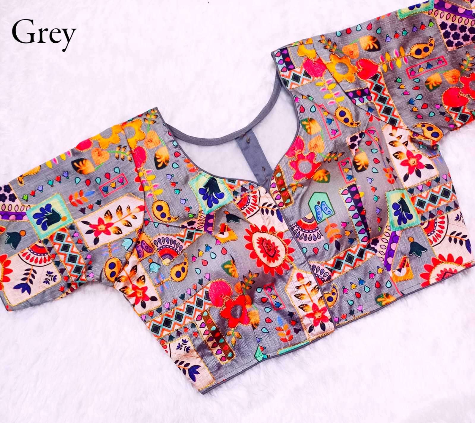 pr position print back botton fully stitch phantom silk floral design blouse