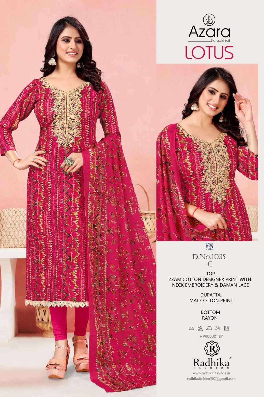 radhika lotus series 3035 pure jaam cotton suit
