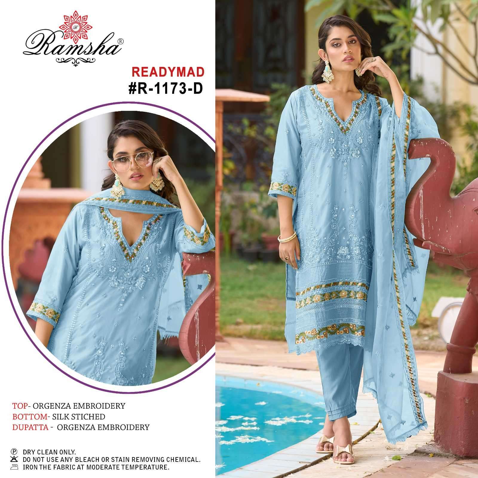 ramsha R-1173 organza embroidry readymasde suit 