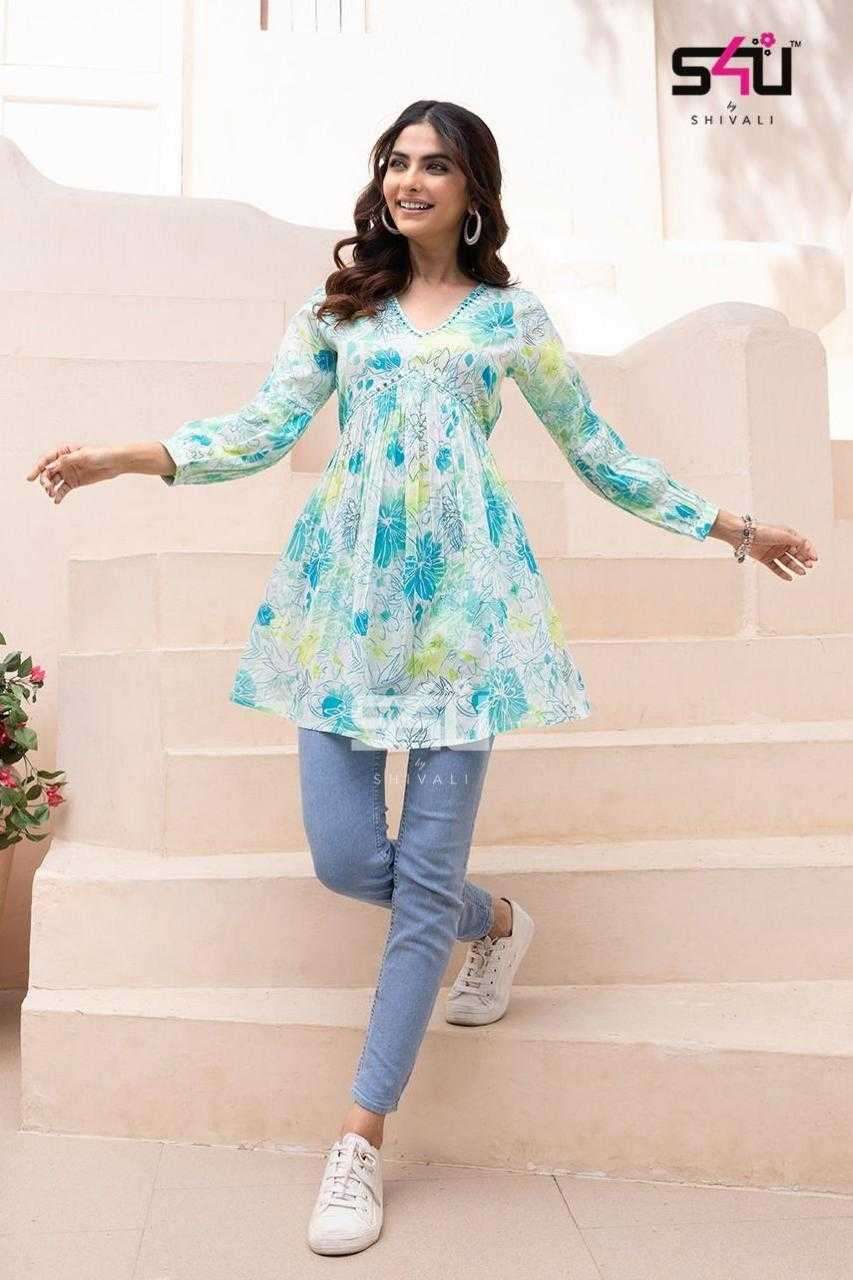 s4u we-desi vol 9 cotton printed short top style kurti