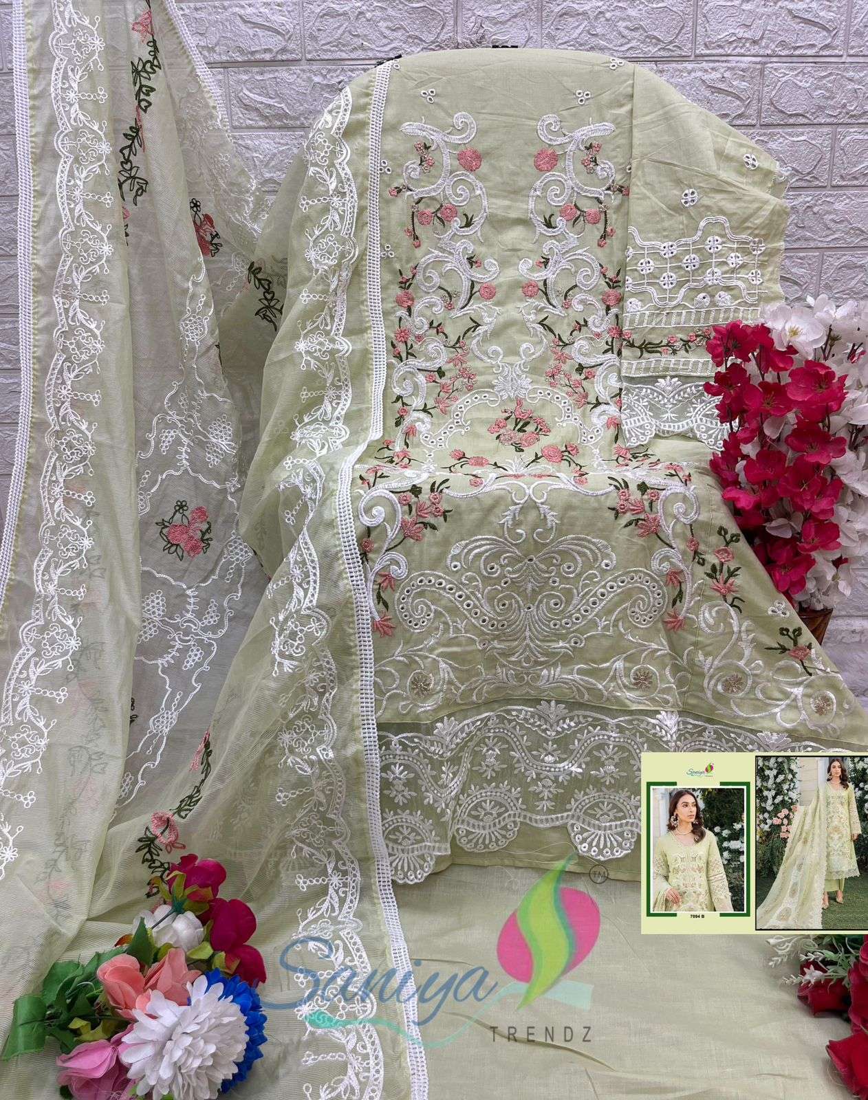 SANIYA TRENDZ MARIA B CHIKANKARI designer COTTON suit