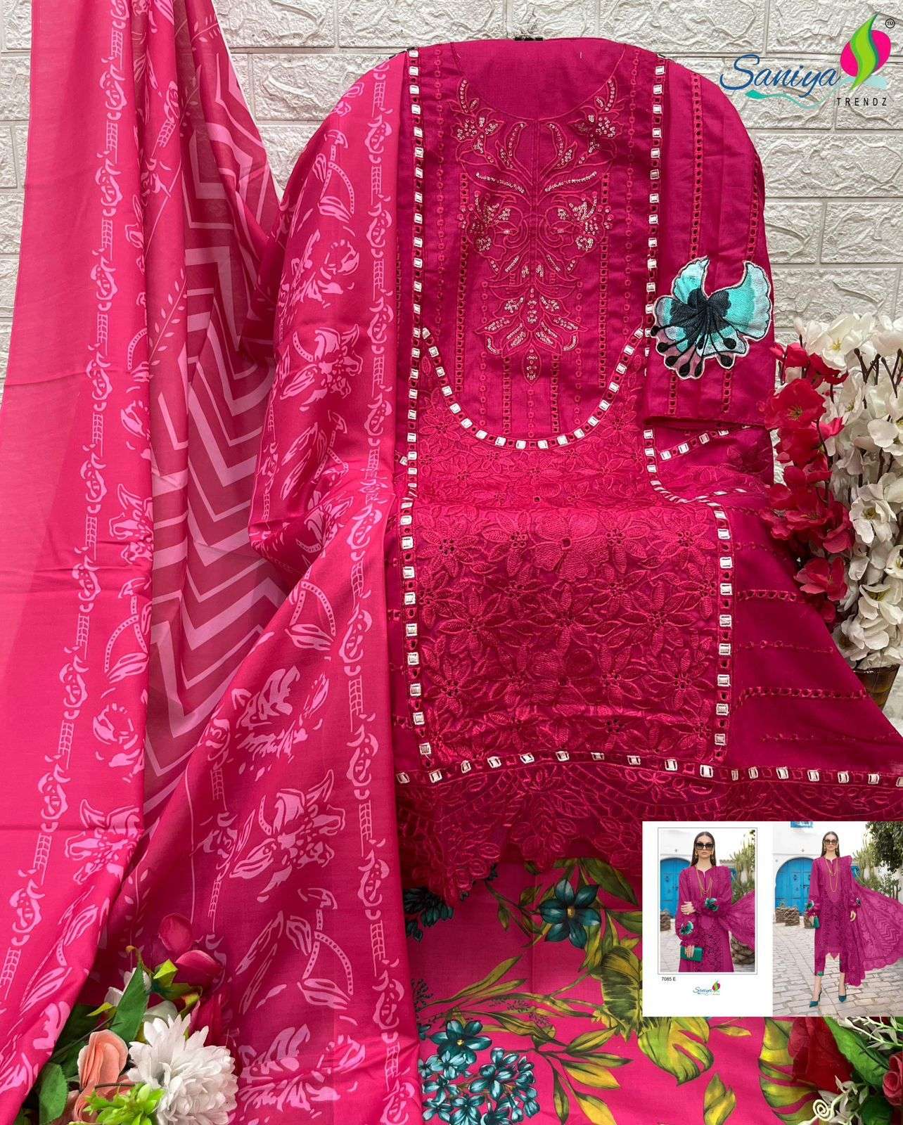 SANIYA TRENDZ MARIA B. SERIES 7085 DESIGNER COTTON SUIT 