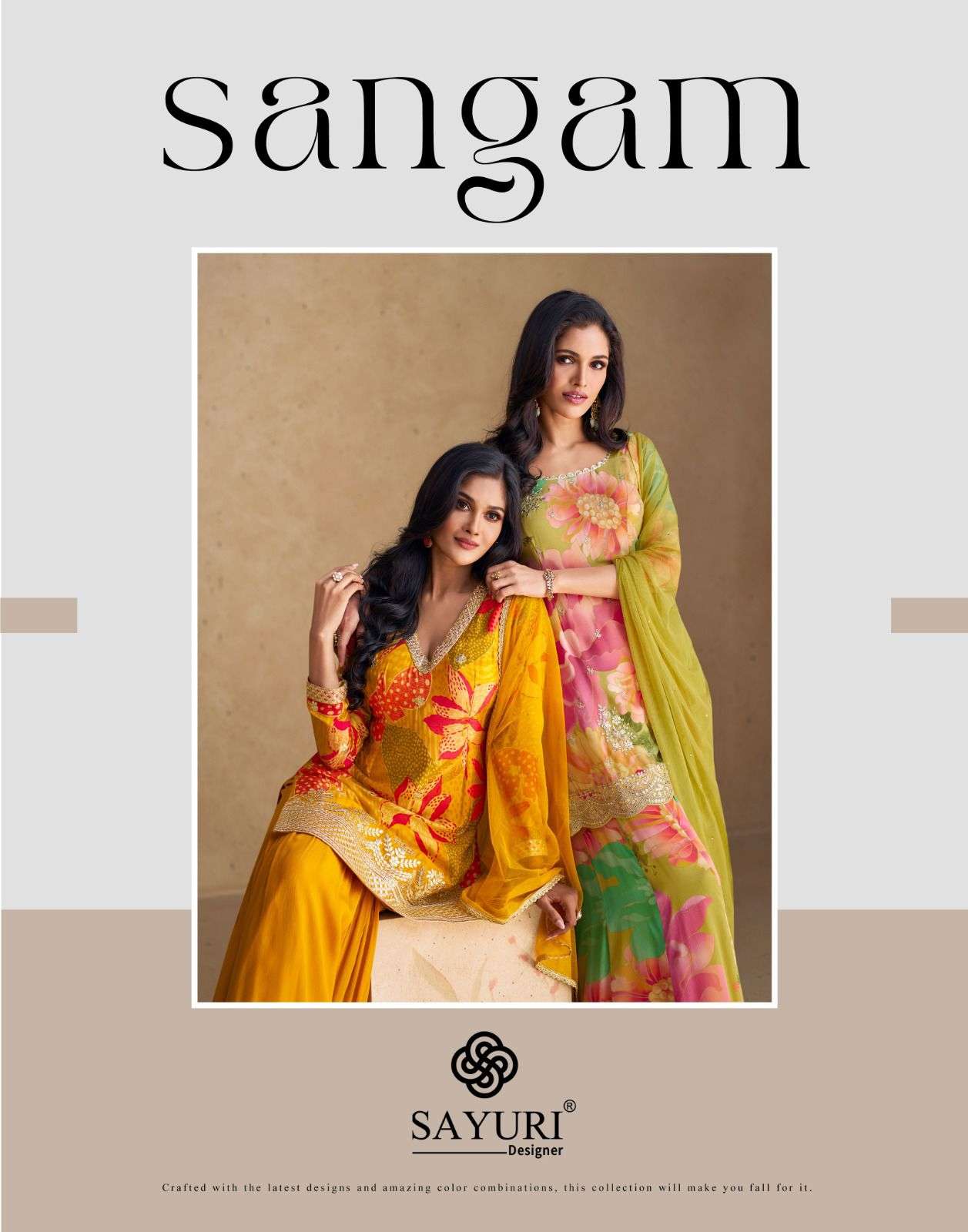 SAYURI SANGAM designer REAL CHINON SILK gown with dupatta 
