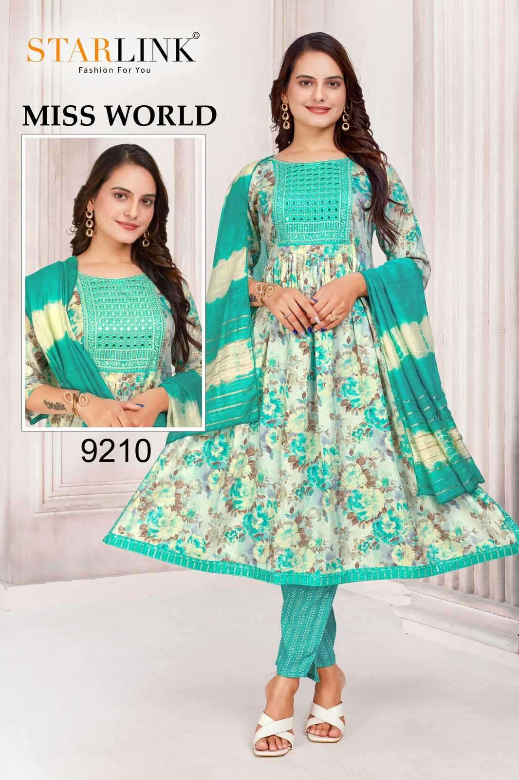 starlink miss world capsule print foil with embroidery readymade suit 