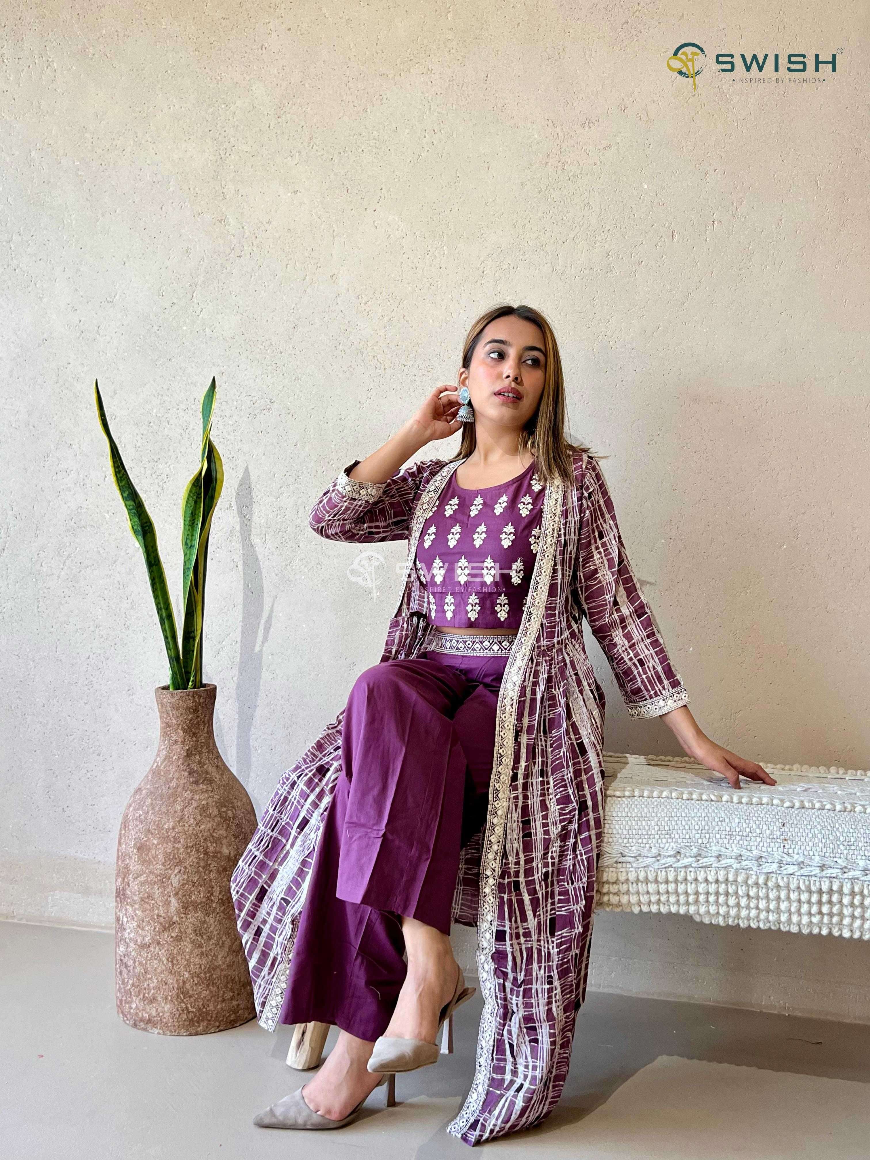 swish presents premium party wear stylish combo set readymade crop top 