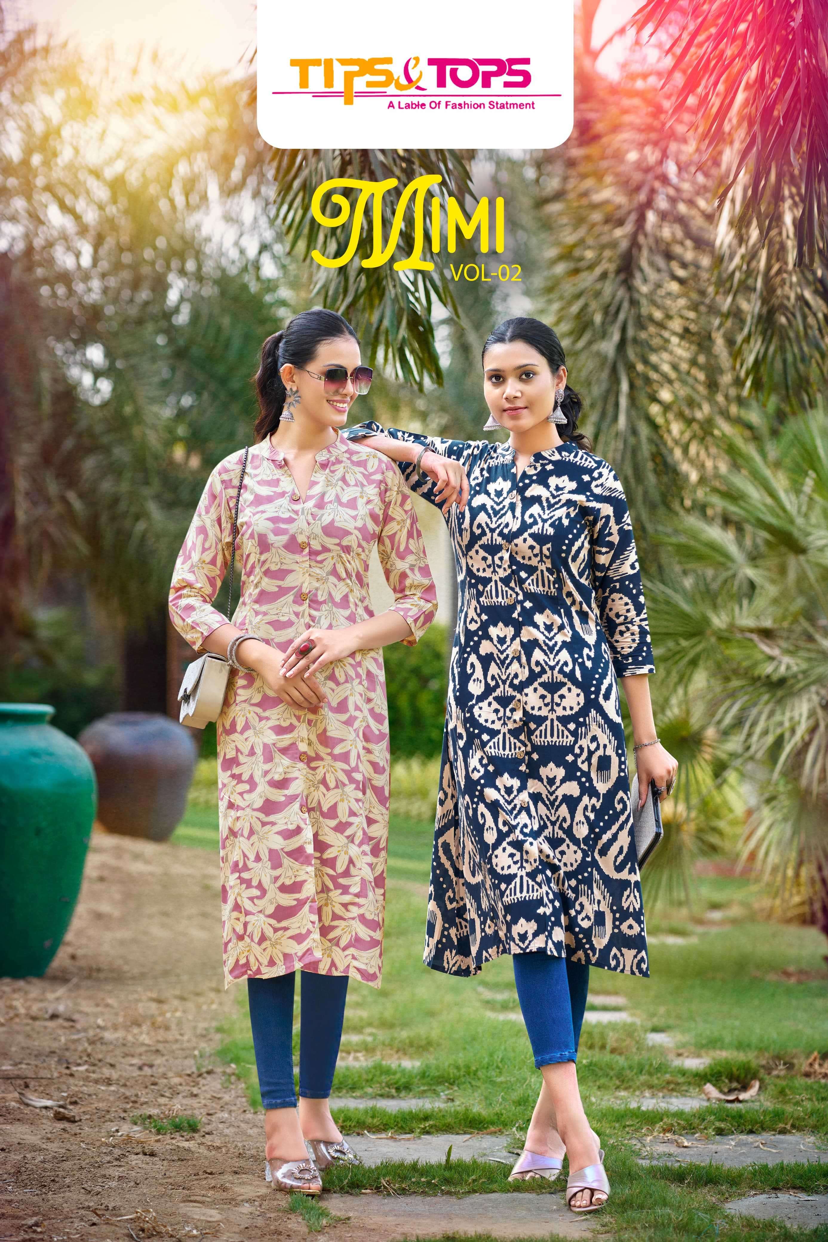 tips & tops mimi vol 2 series 1001-1006 Heavy Reyon Print kurti