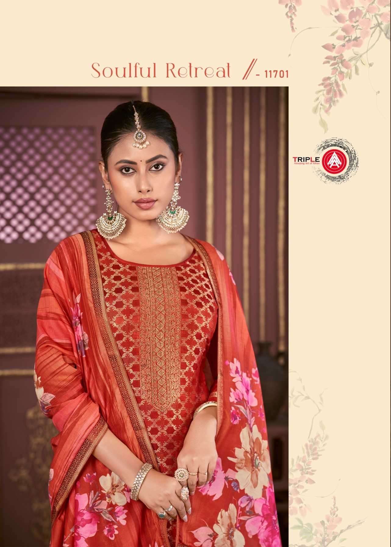 triple a kaaveri series 11701-11706 Pure Muslin suit