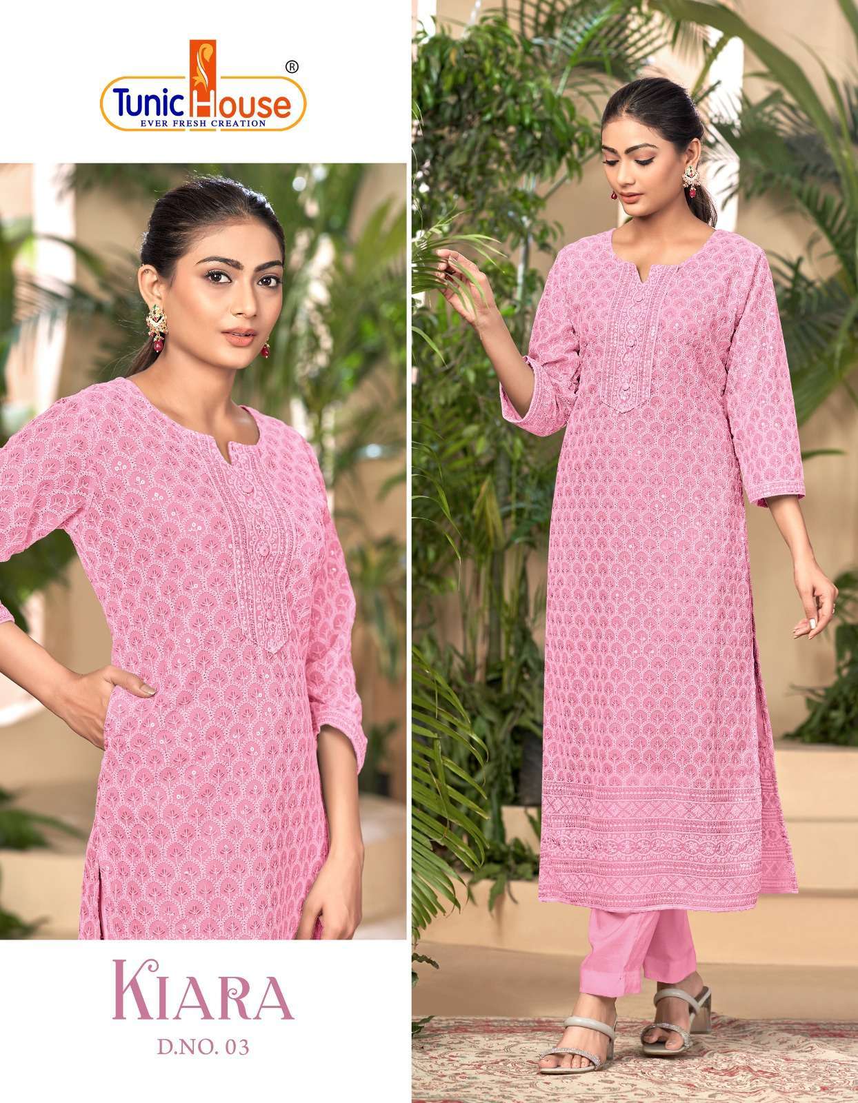 tunic house kiara series 01-20 georgette chikankari kurti 