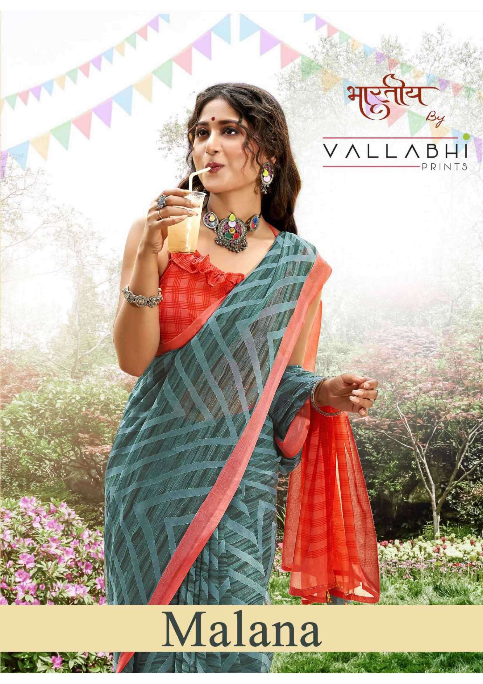 vallabhi prints malanay series 27221-27226 georgette saree