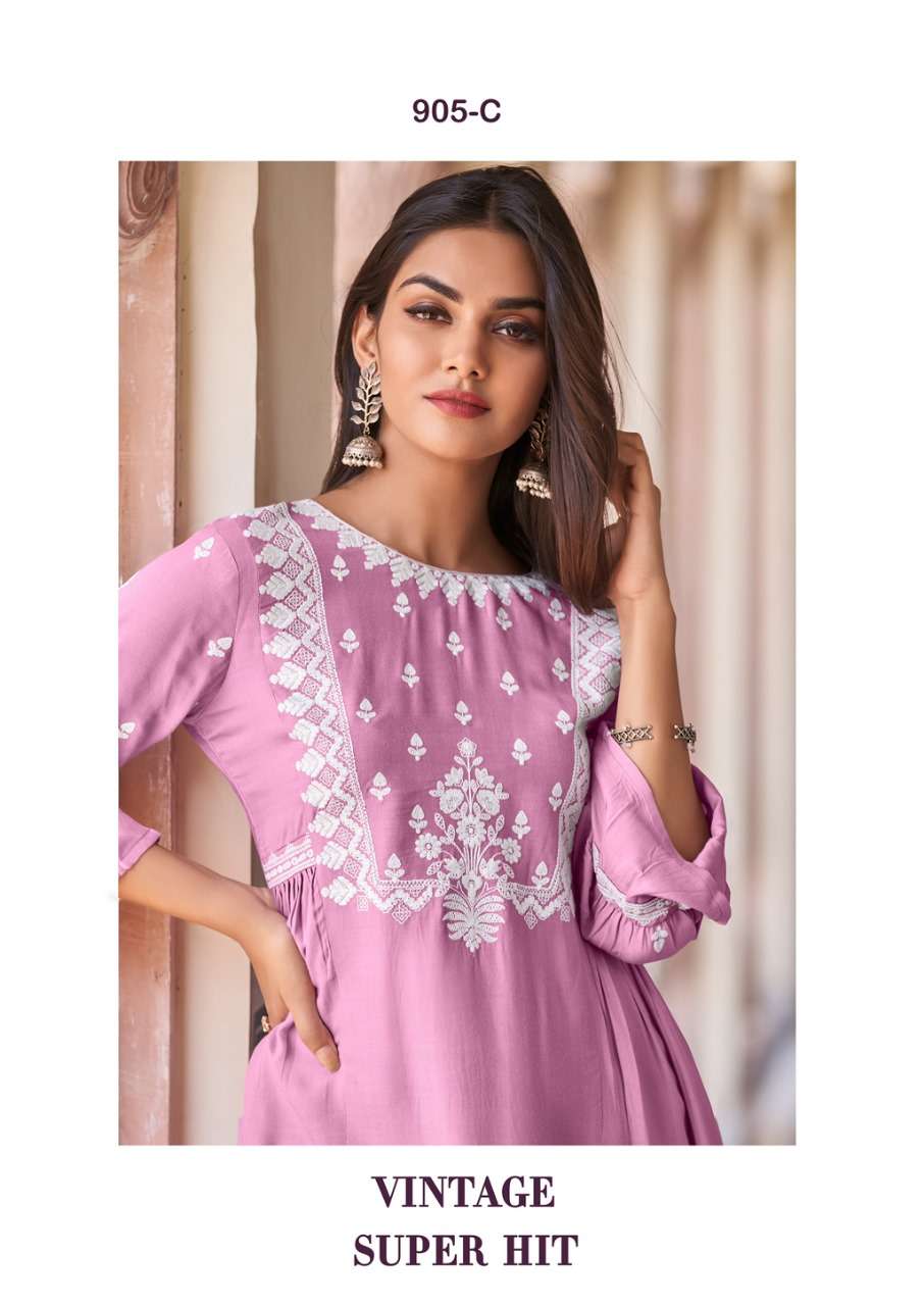 Vamika Nx Vintage Super Hit designer Heavy REYON kurti