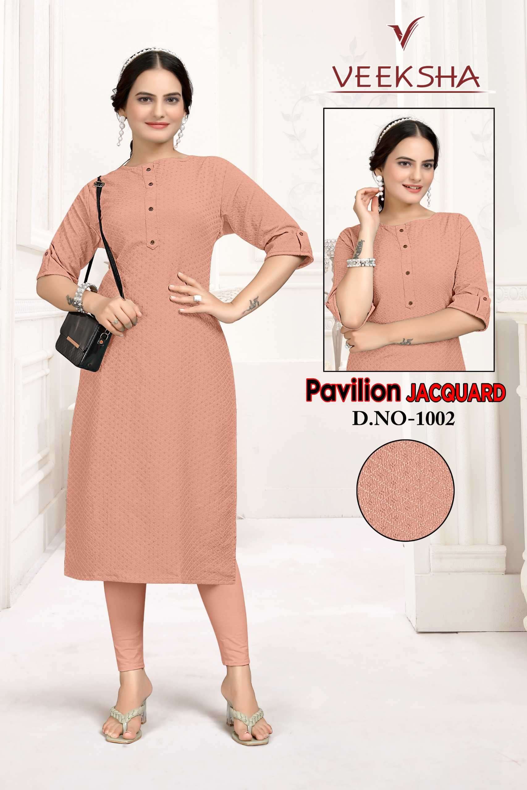 veeksha pavllion jacourd series 1001-1010 jacquard kurti 