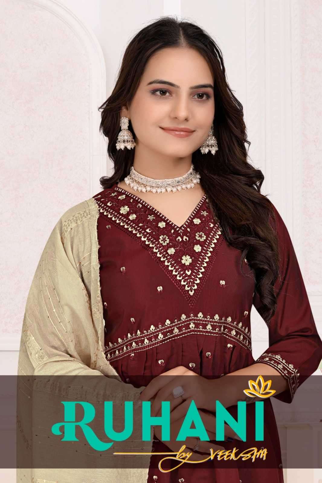 veeksha ruhani series 1001-1005 roman readymade suit 