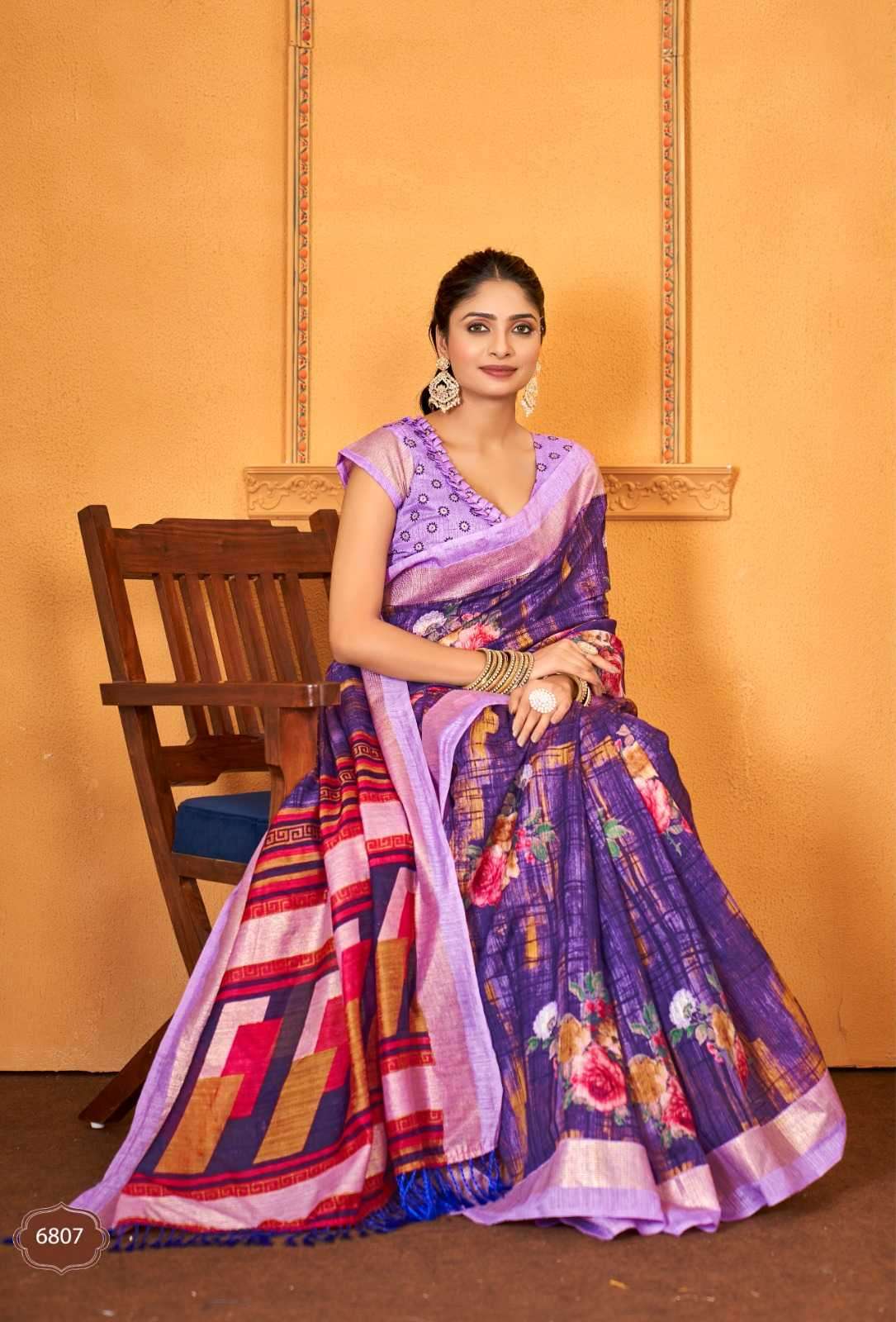 vinamra kontina flora vol 1 series 6801-6808 green silk saree
