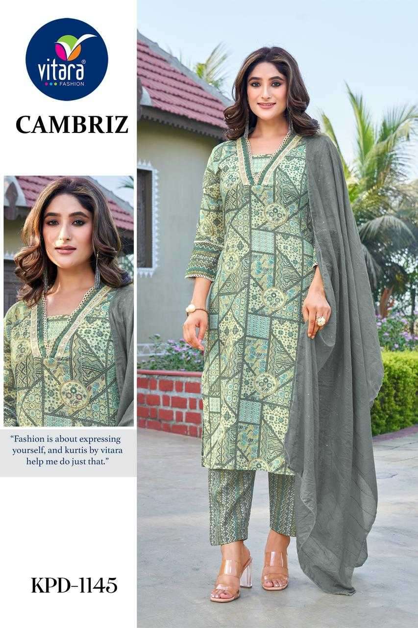Vitara fashion cambriz series 1144-1145 cotton slub printed readymade suit 
