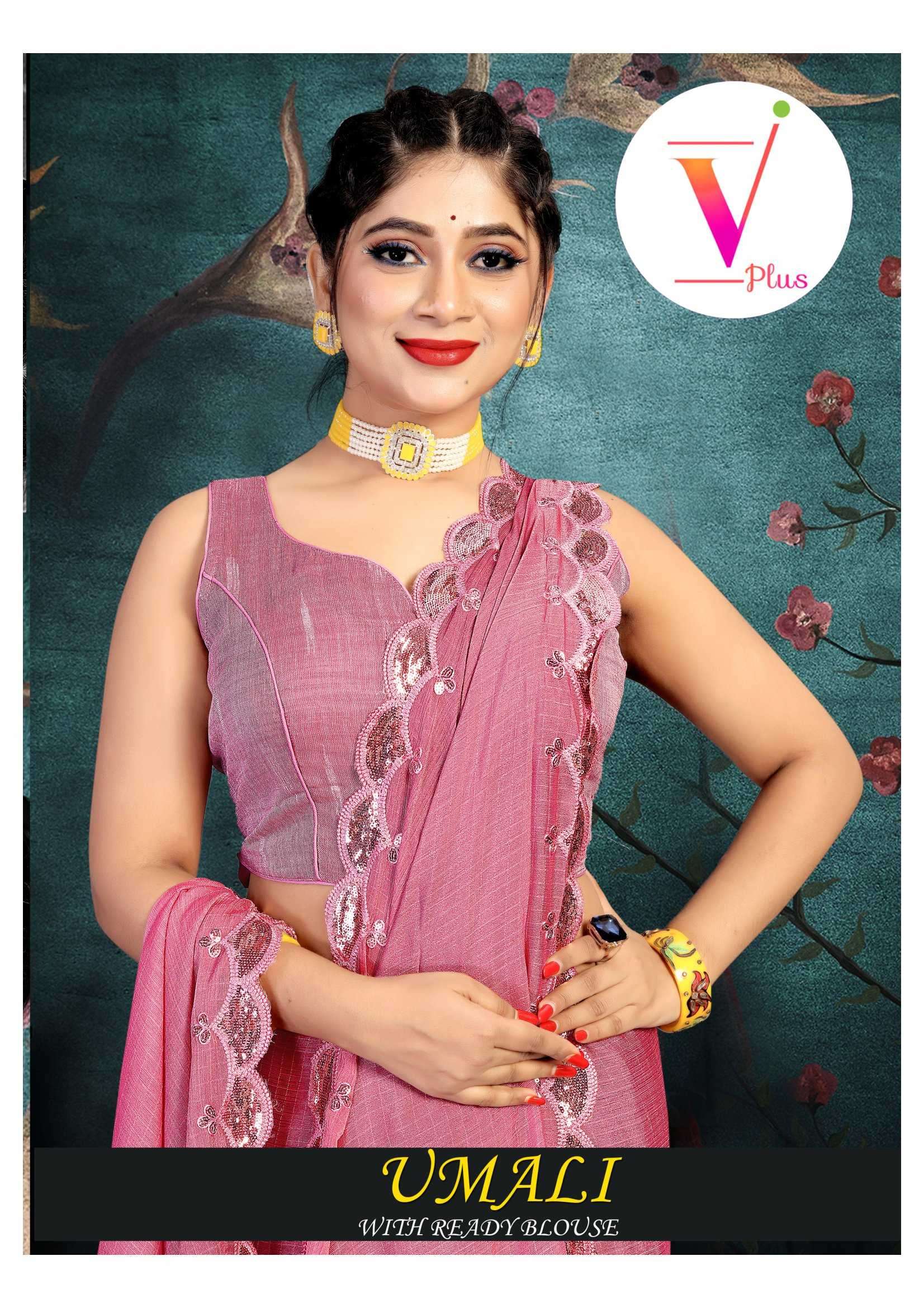 vplus umali series 101-106 brasso saree with swarovski work