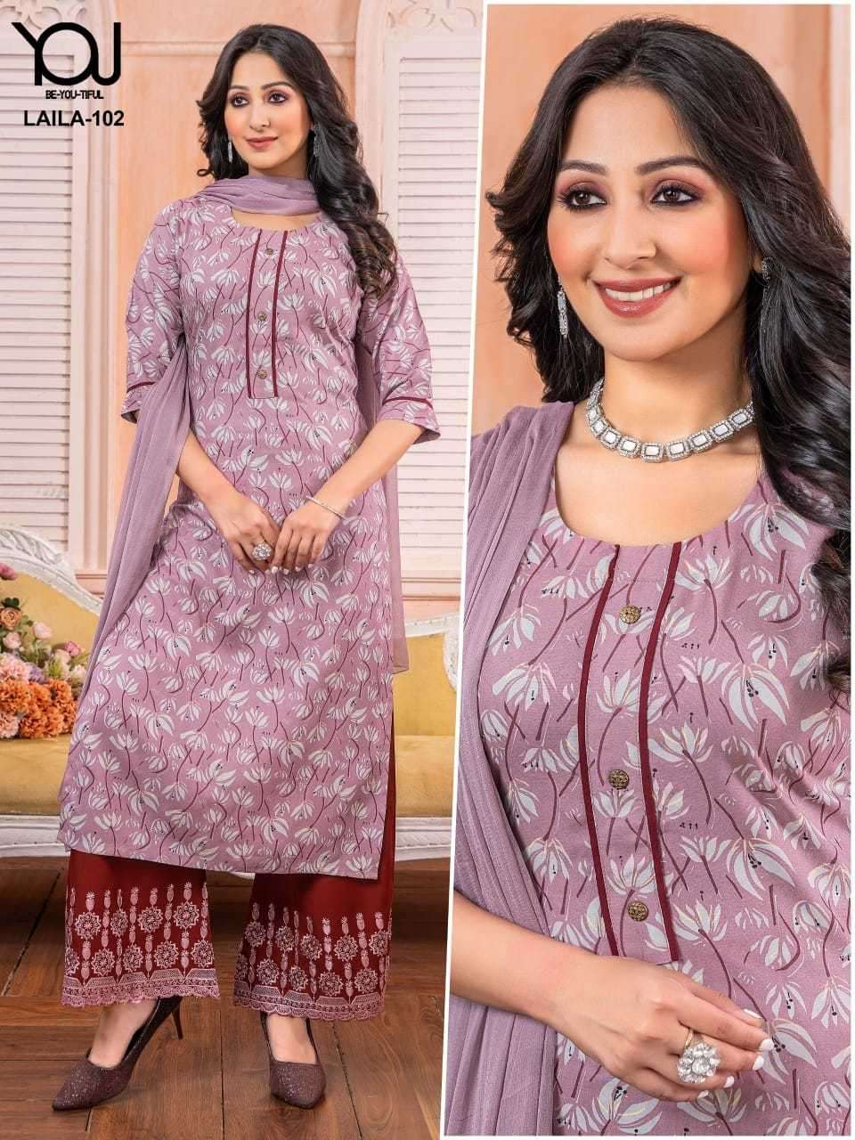 wanna laila series 101-102 Rayon pure Quality readymade suit 