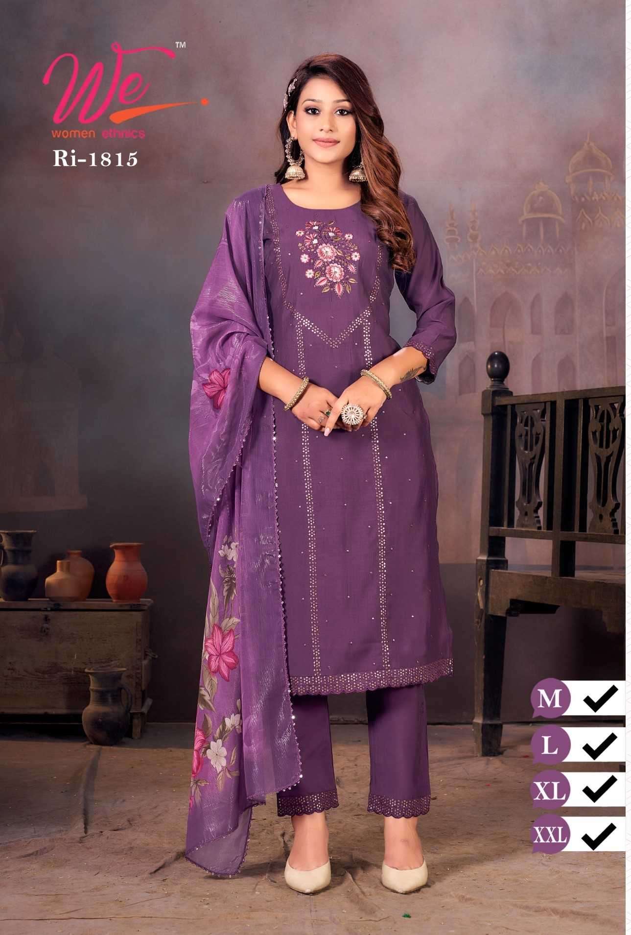 we women ethnic Pure Roman Silk readymade suit