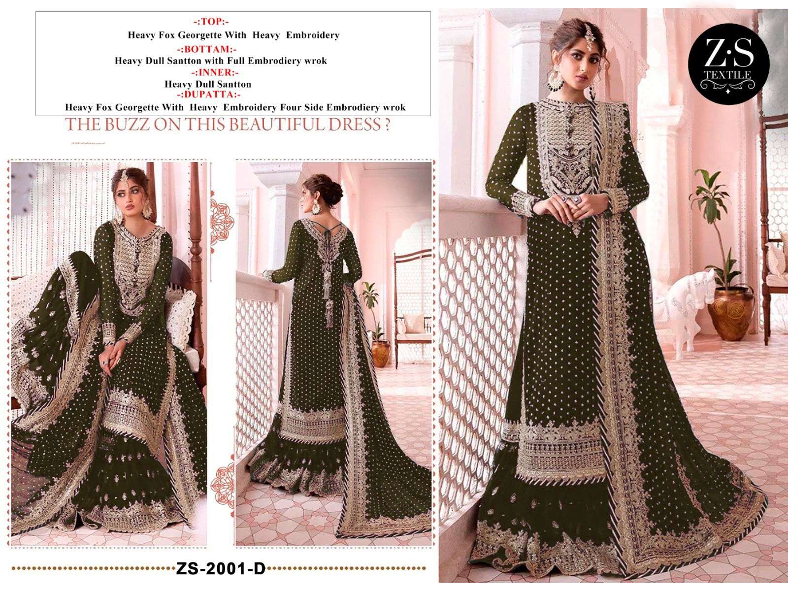 Z S TEXTILES 2001 ABCDE designer Heavy Fox Georgette suit