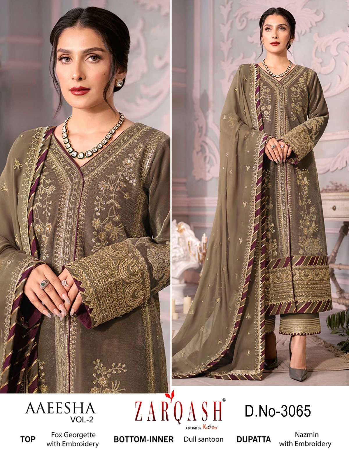 ZARQASH 3065 designer GEORGETTE  suit