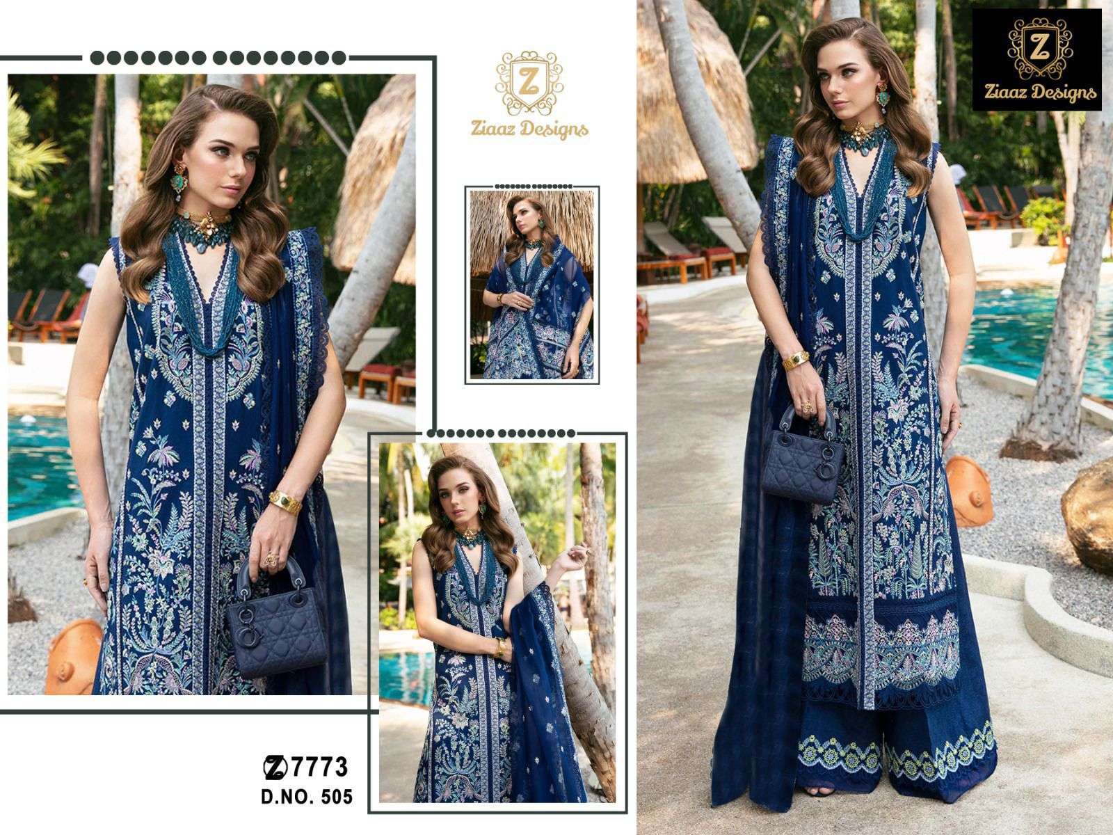 Ziaaz Designs 505 designer Cambric cotton suit