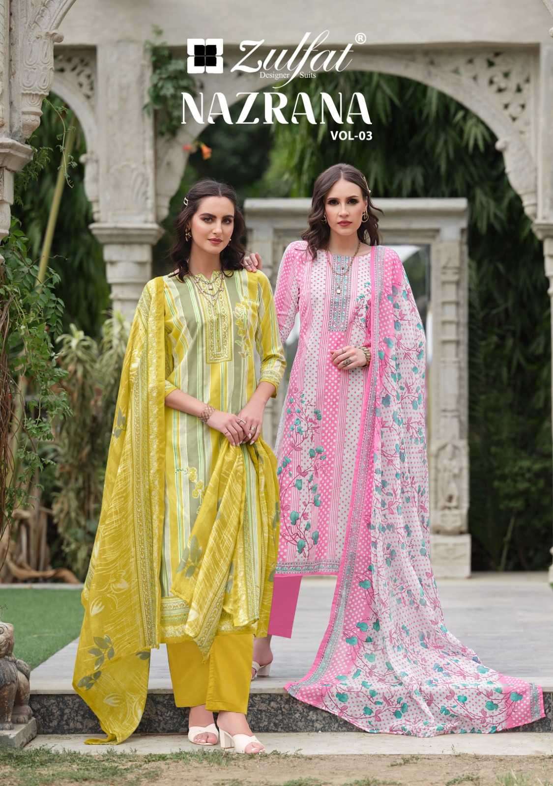 zulfat nazrana vol 3 series 557001-557008 Pure Cotton suit