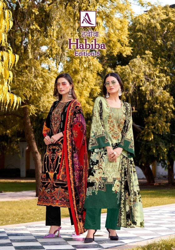 alok habiba vol 5 series 1569001-1569008 pure cotton suit 