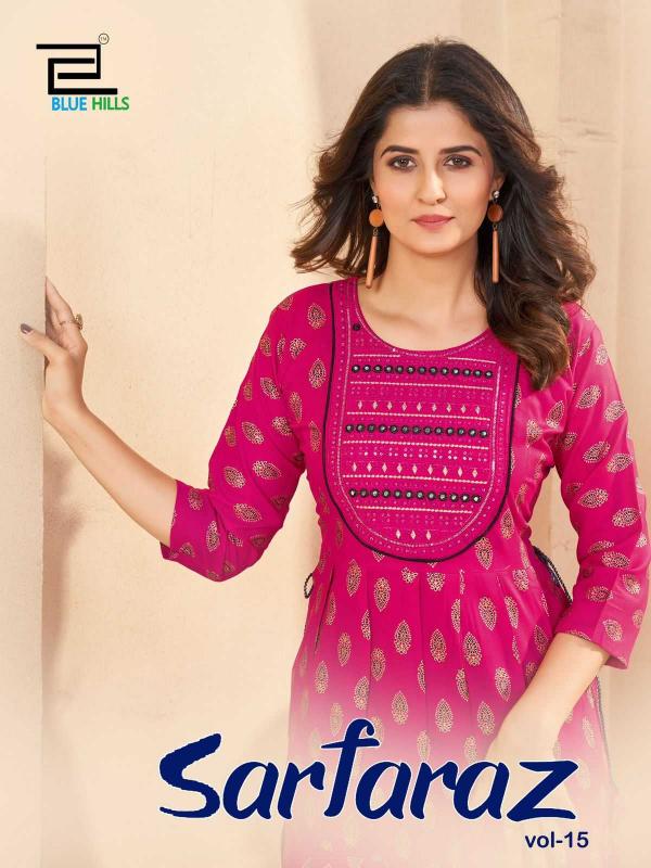 blue hills sarfaraz vol 15 series 1501-1504 Rayon Print kurti