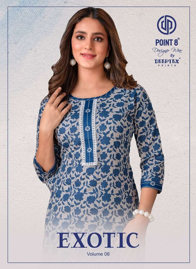 Deeptex Exotic Vol-6 series 6001-6008 Cotton kurti with pant
