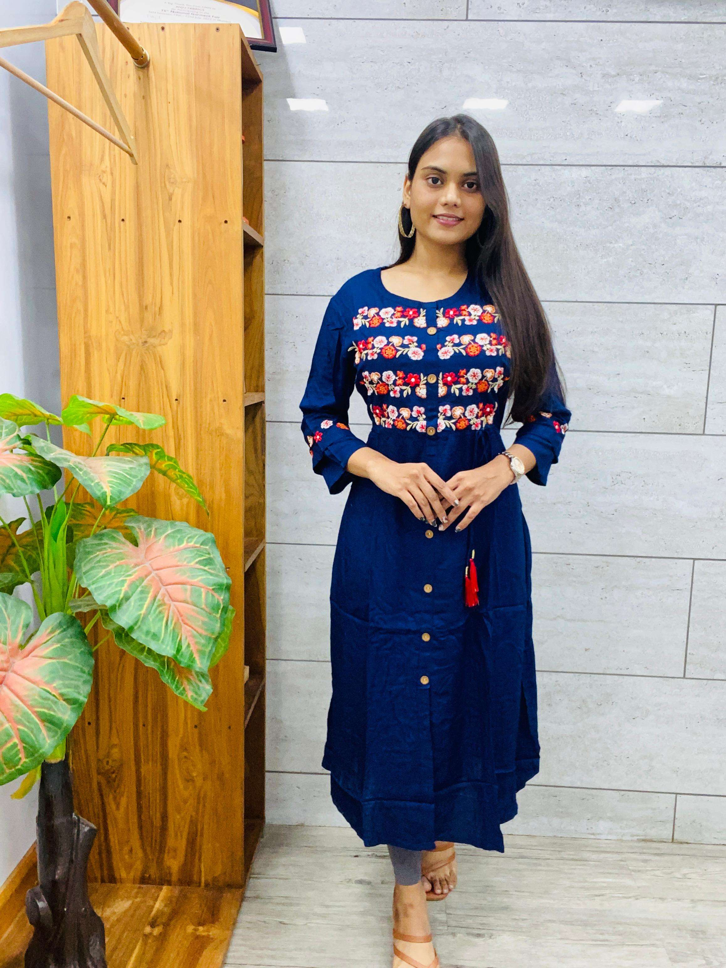 Glam NX designer 14Kg rayon Cotton Stylish Kurtis with Embroidery Work
