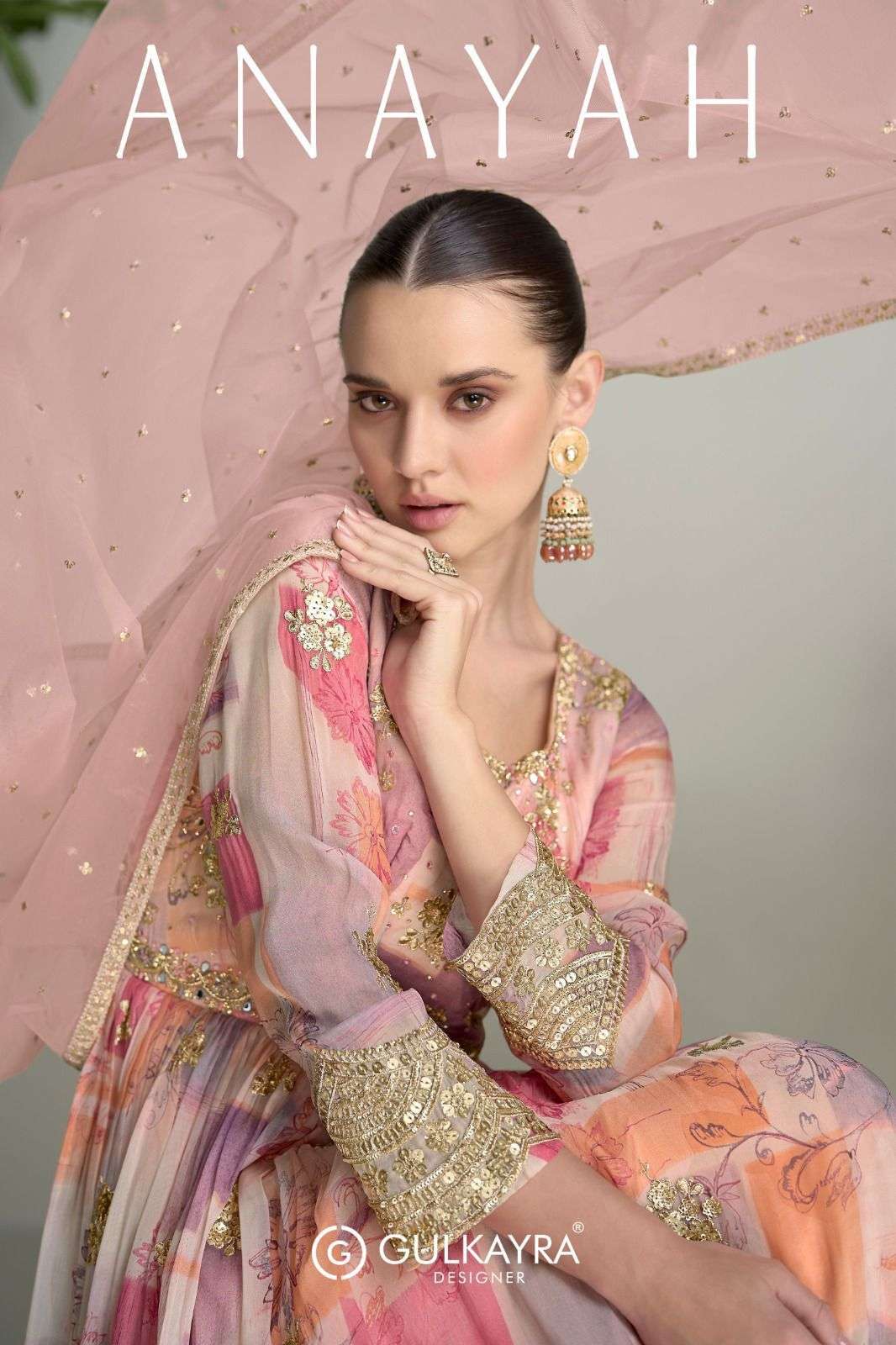 gulkayra anayah series 7462-7465 Real Chinon gown with dupatta 
