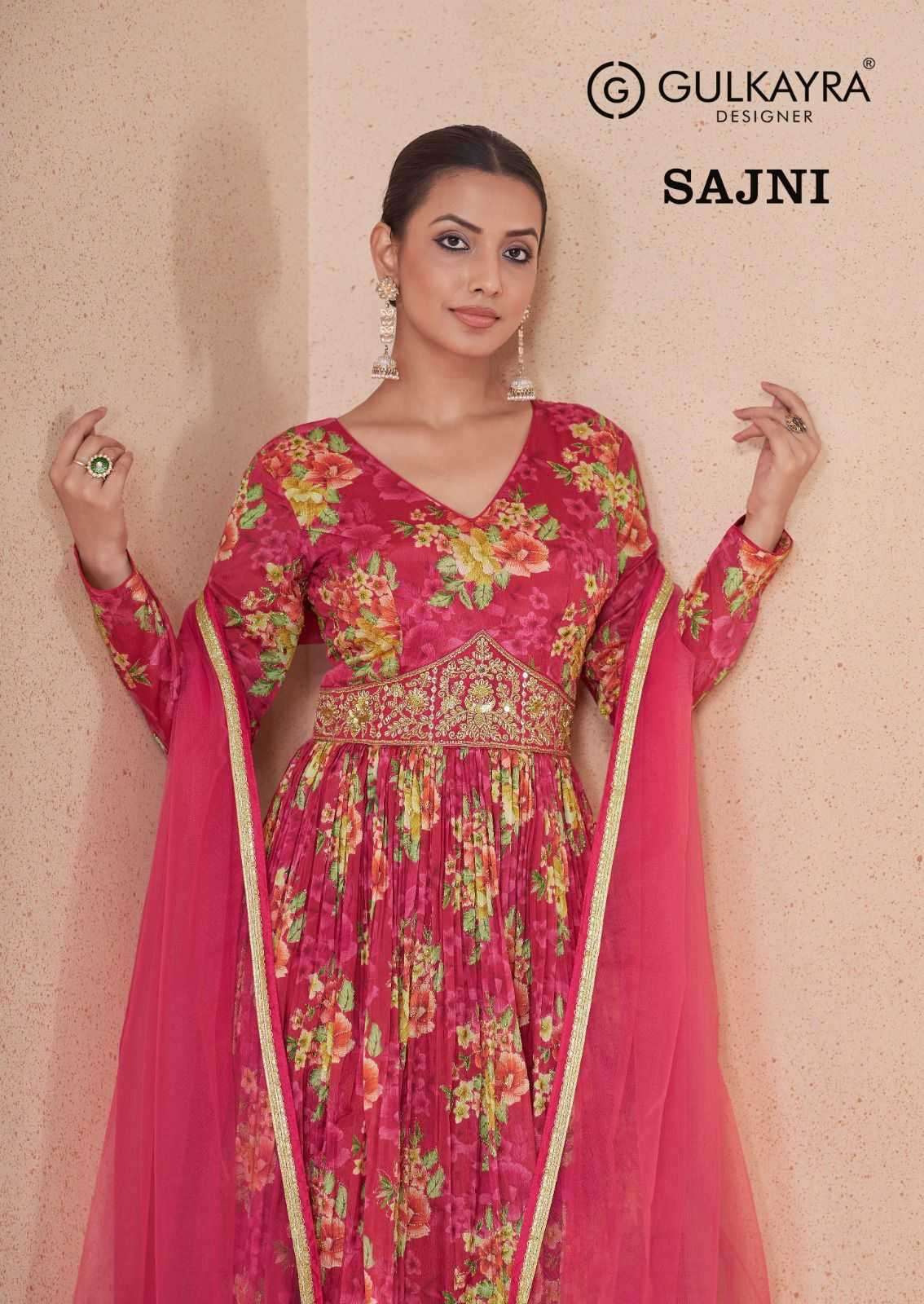 gulkayra sajni series 7468 position print work gown with dupatta 