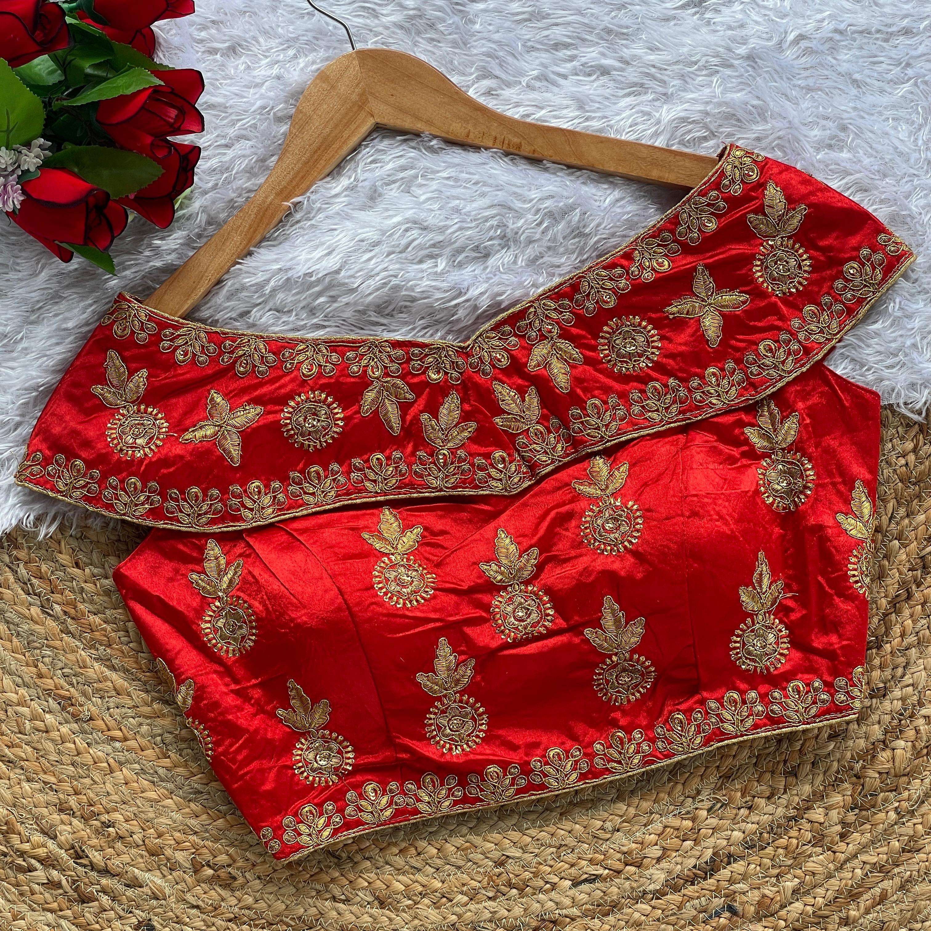 HKS - 183 material heavy silk Boat neck  blouses 