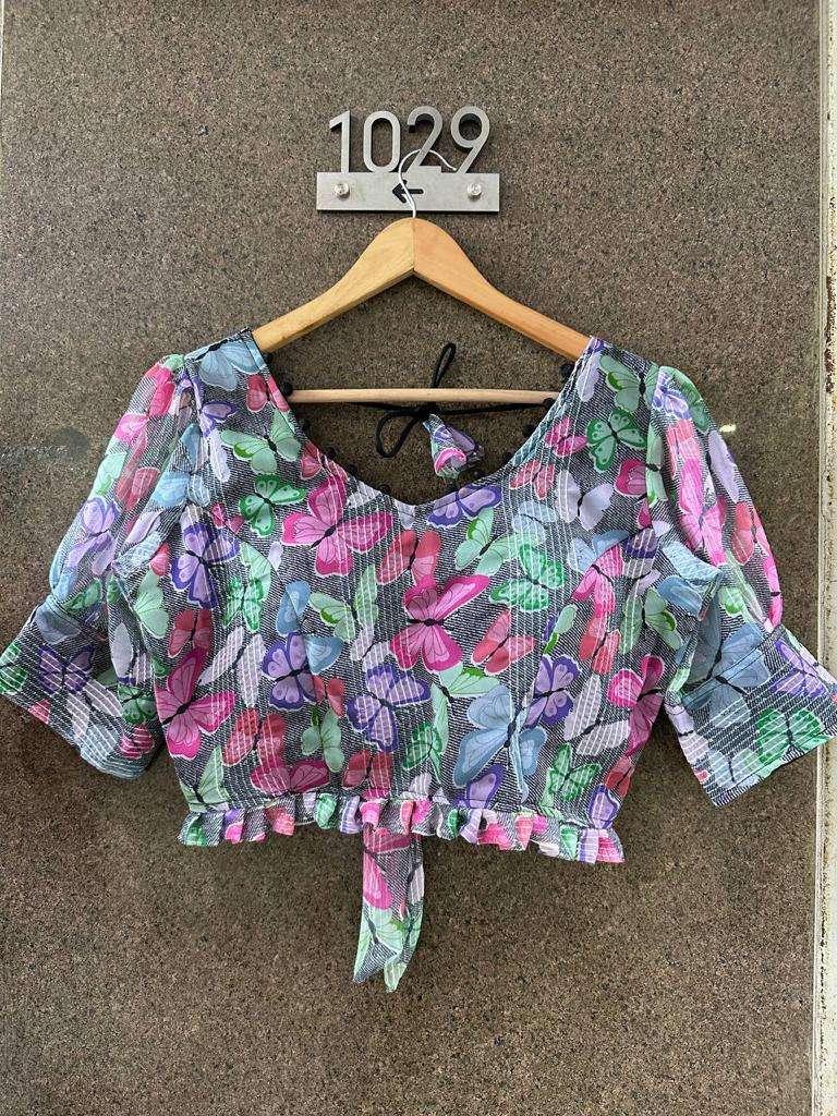 HKS-Gabru designer Georgette Crochet With Sequence blouse