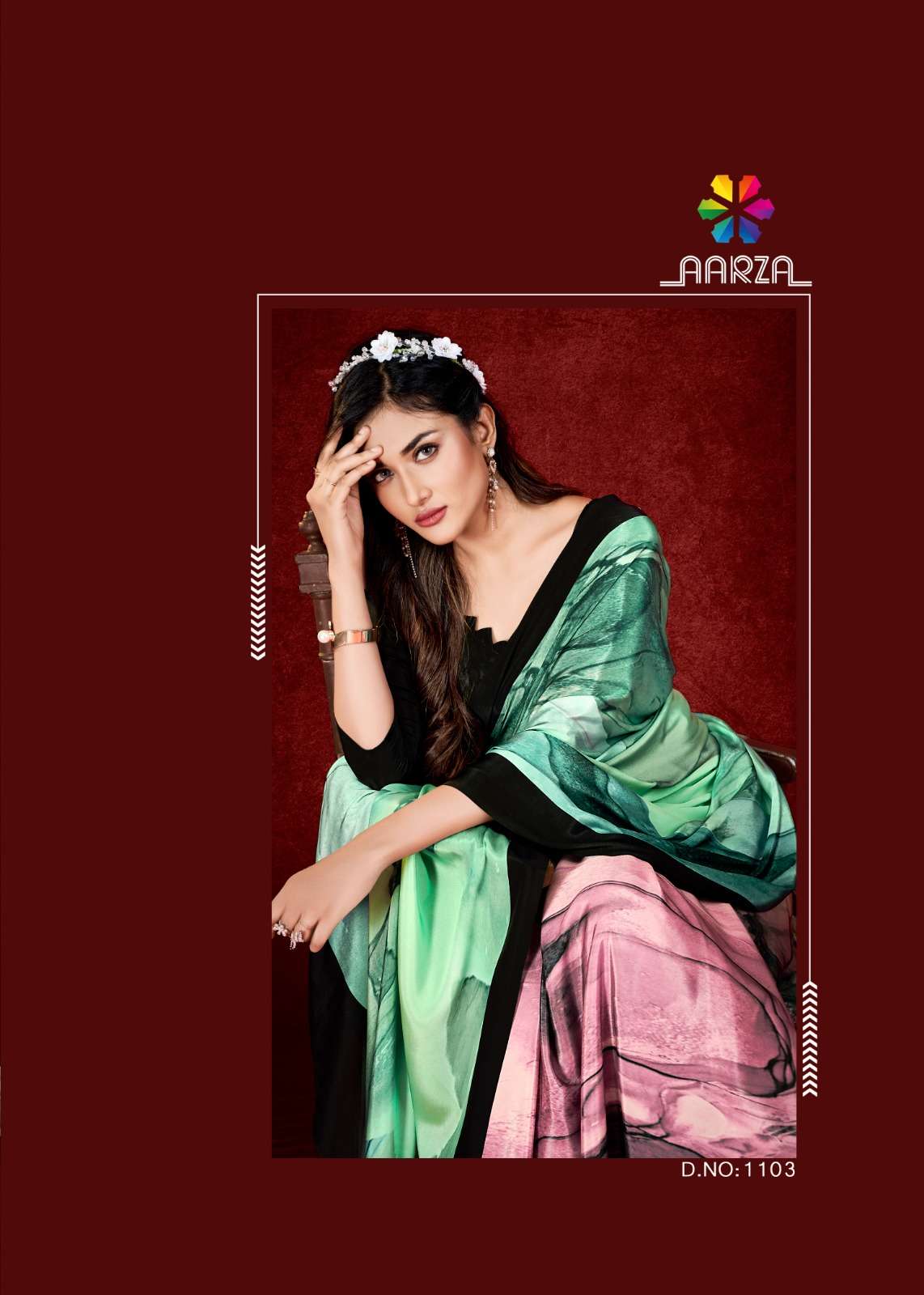 Jivora Espana designer Crape With Modern Abstract Prints saree