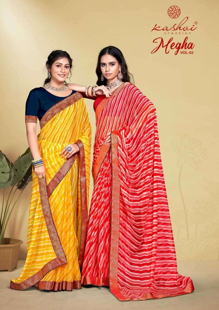 kashvi creation megha vol 2 series 1001-1008 chiffon saree