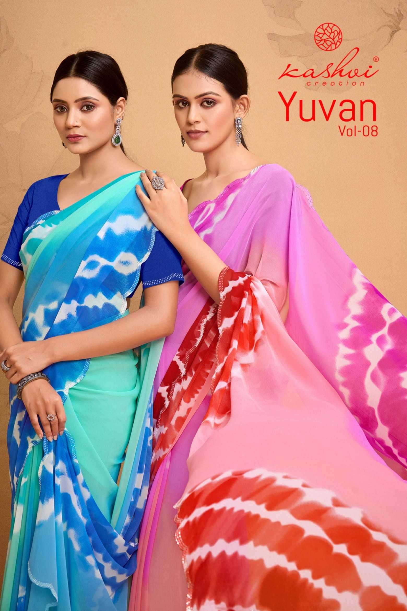 kashvi creation yuvan vol 8 series 1001-1008 georgette saree