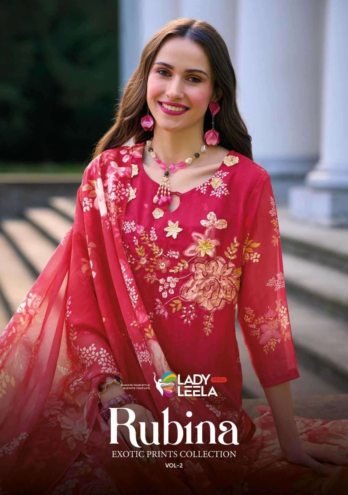 lady leela rubina vol 2 series 1291-1296 Organza Fabric readymade suit 