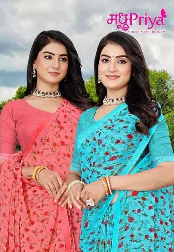 madhupriya dolly vol 10 series 1001-1008 chiffon saree