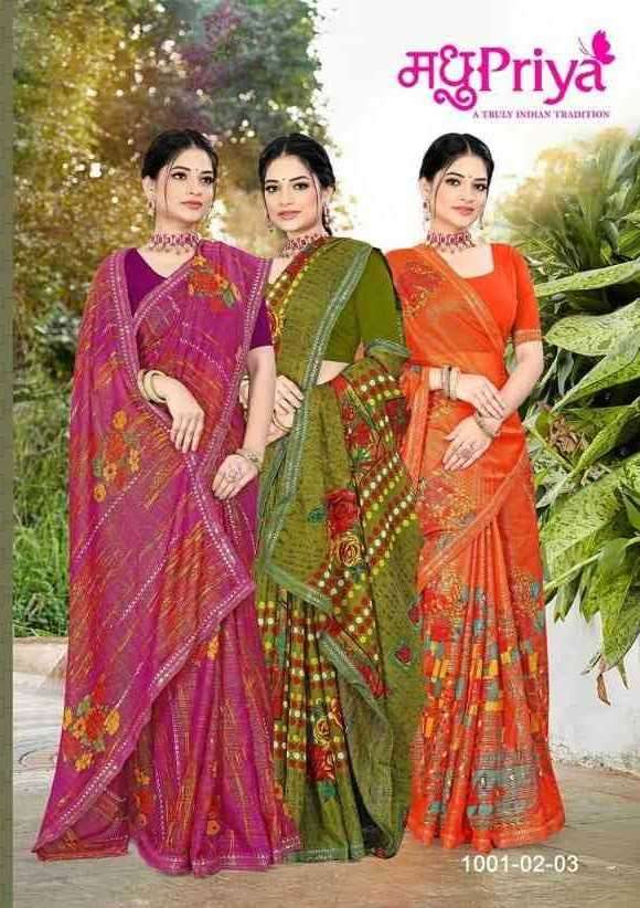 madhupriya meet vol 2 series 1001-1010 dani fancy print saree