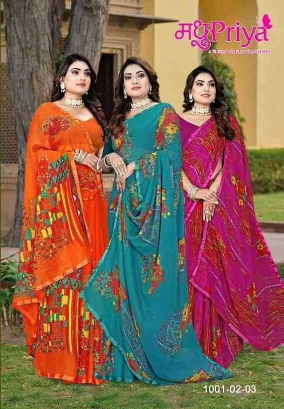 madhupriya metro vol 2 series 1004-1010 dani fancy print saree