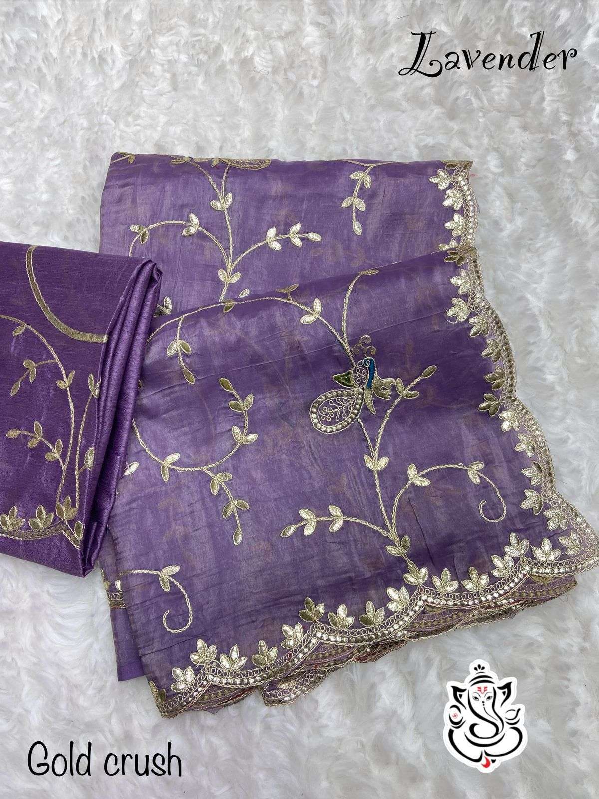 MS BRAND gold crush gotapatti zaal peocock soft light weight Gold crush  saree