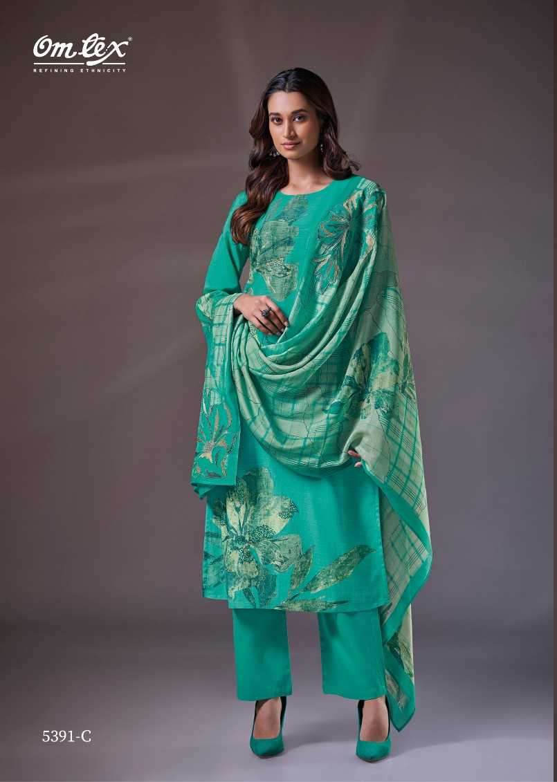 omtex shiori series 5391 muslin linen digital print suit 