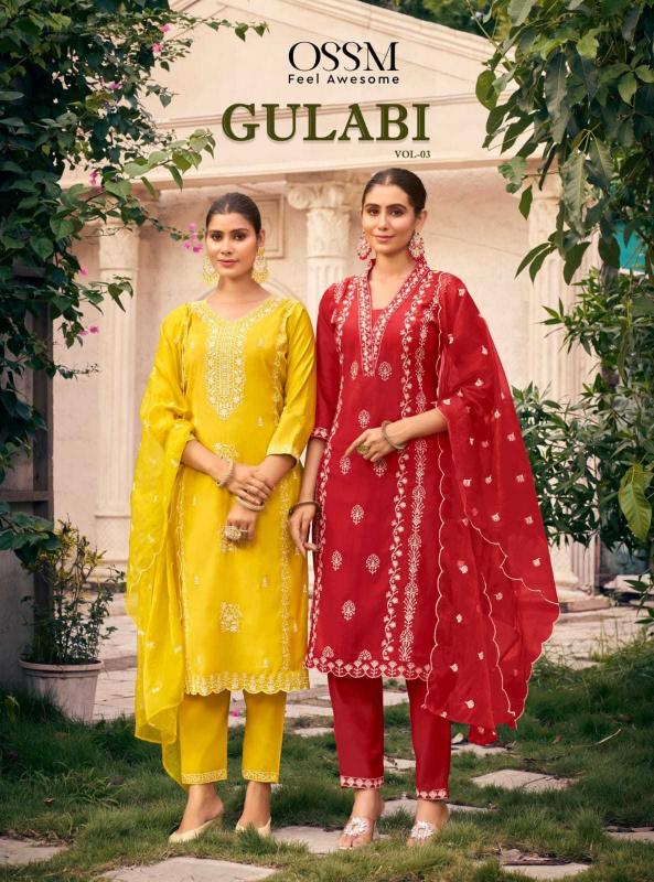 ossm gulabi vol 3 series 1001-1006 Roman Silk readymade suit 
